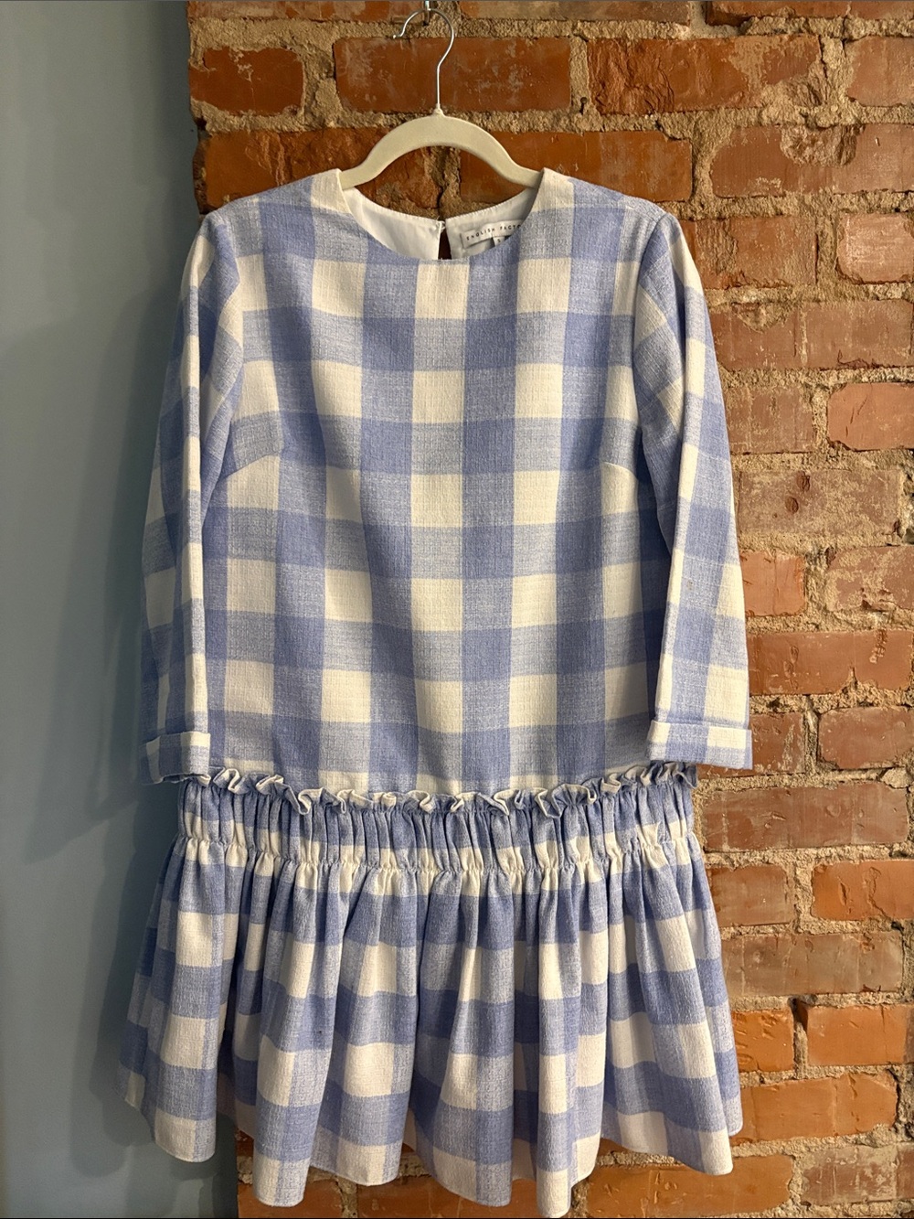 English Factory Blue and White Gingham Drop-Waist Dress